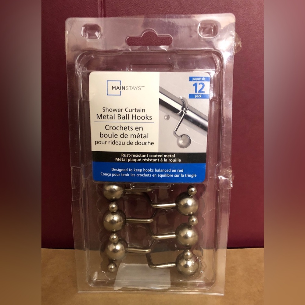 Shower Hooks Brushed Nickel Silver Chrome, Set of 12